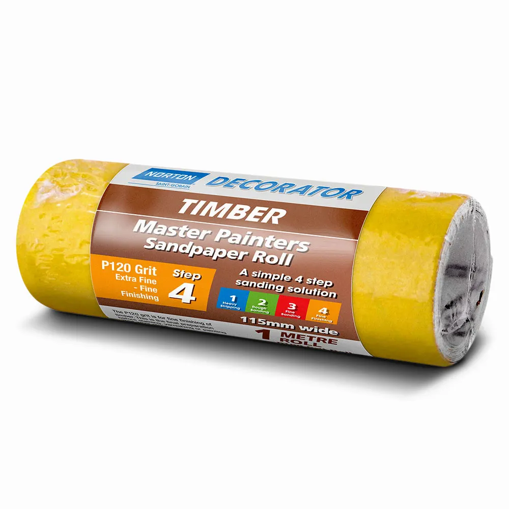 NORTON 115mm x 1m 120-Grit Sanding Roll for Wood - DECORATOR
