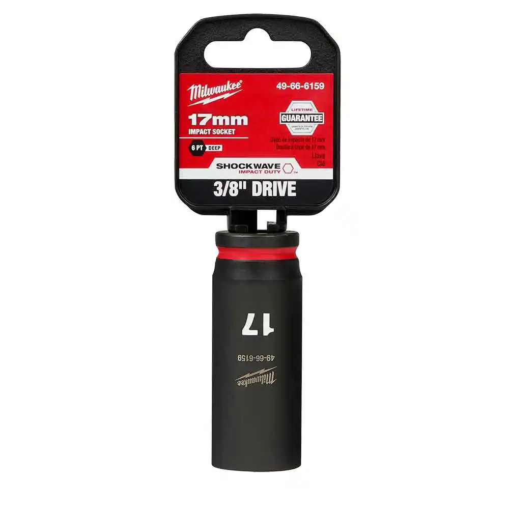 MILWAUKEE SHOCKWAVE 3/8" Drive 17mm Deep 6 Point Impact Socket 49666159