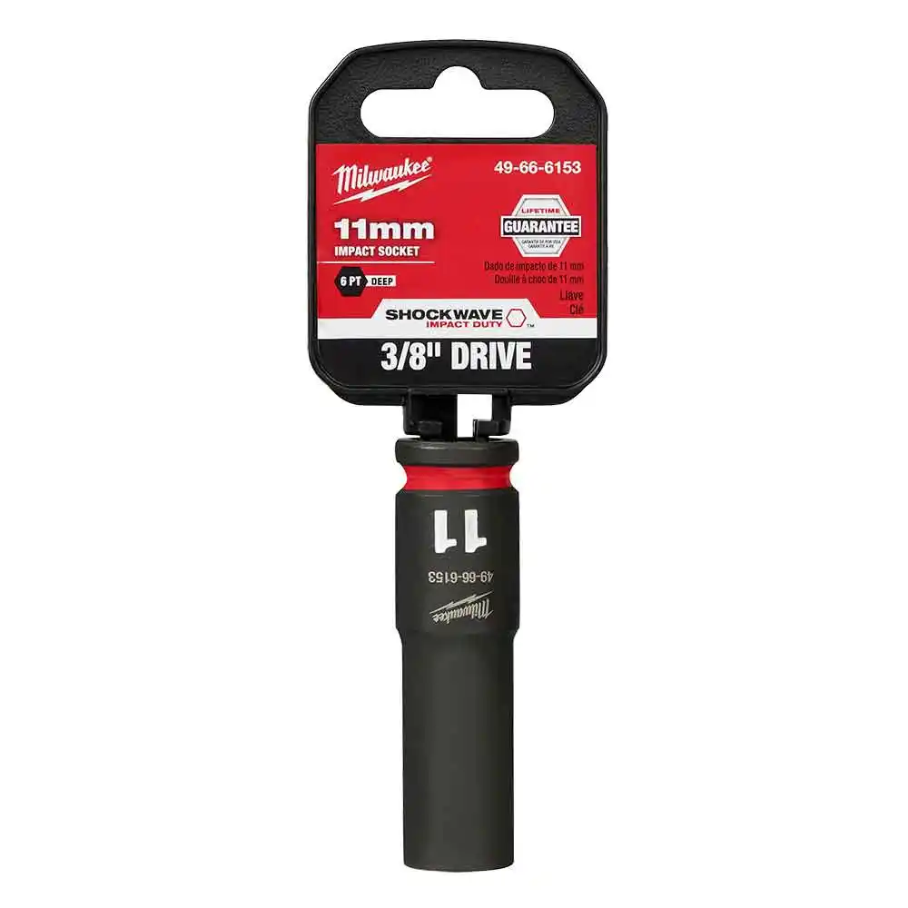 MILWAUKEE SHOCKWAVE 3/8" Drive 11mm Deep 6 Point Impact Socket 49666153