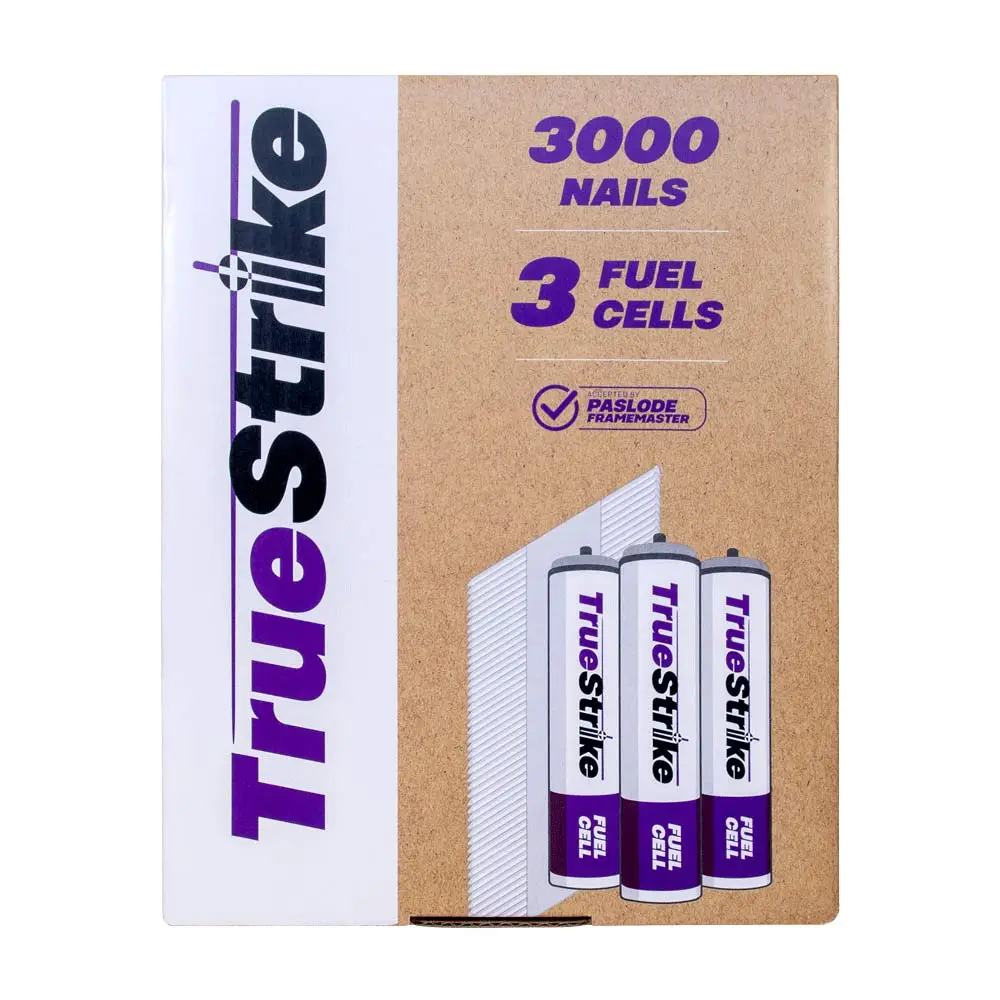 TRUESTRIKE 75 x 3.05mm Hot Dipped Galvanised Finish D-Head Nail with 3 Fuel Cells - 3000 Pack TRU0075G