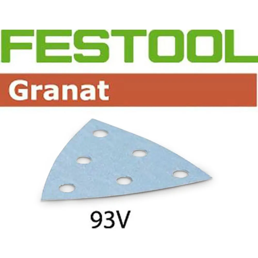 FESTOOL 93mm 100-Grit 6-Hole Hook & Loop Delta Sanding Sheet - GRANAT - 50 Piece