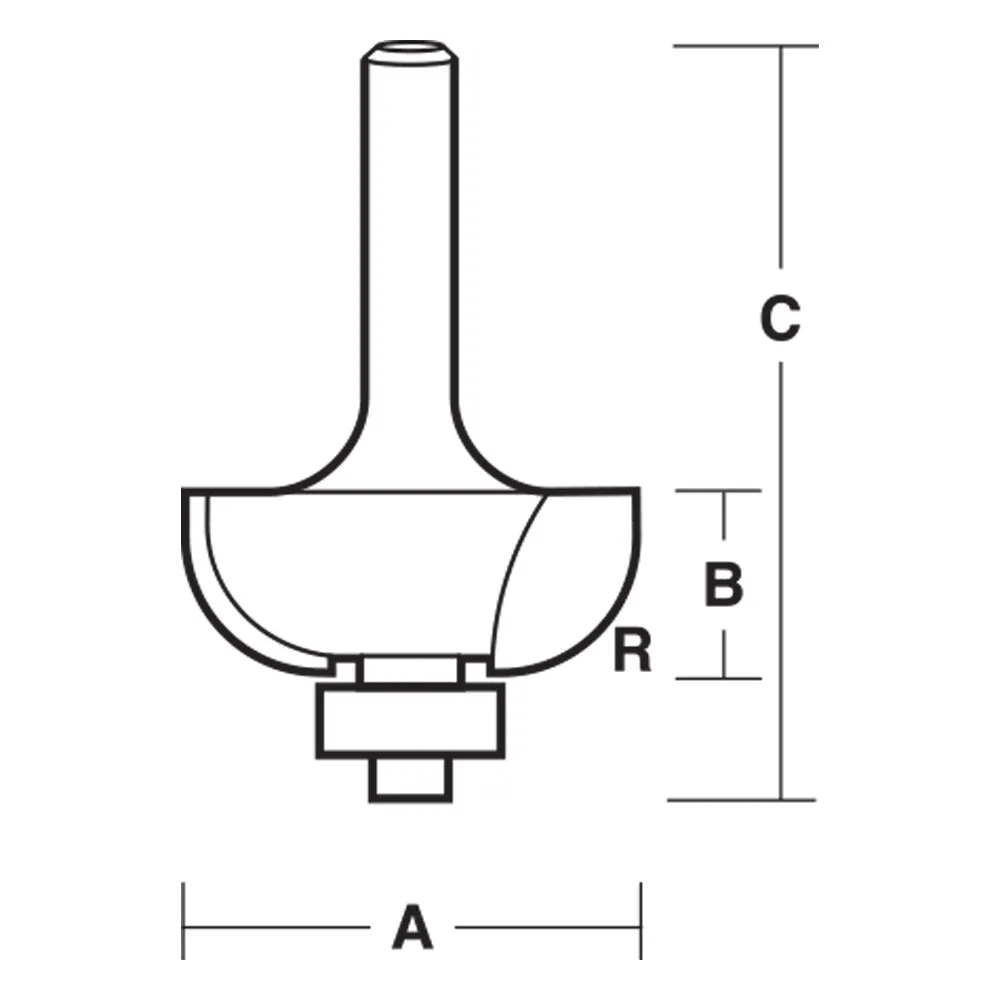 CARBITOOL Router Bit TCT Cove w.Bearing 3/4inch -Radius 1/2inch -Shank T 724 B 1/2