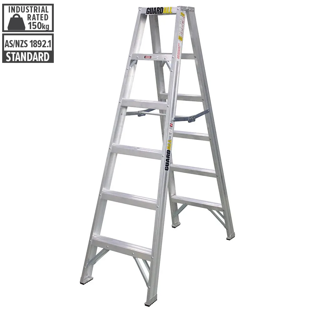 GUARDALL 6-Step 1.8m Aluminium Double Sided Step Ladder AA32205