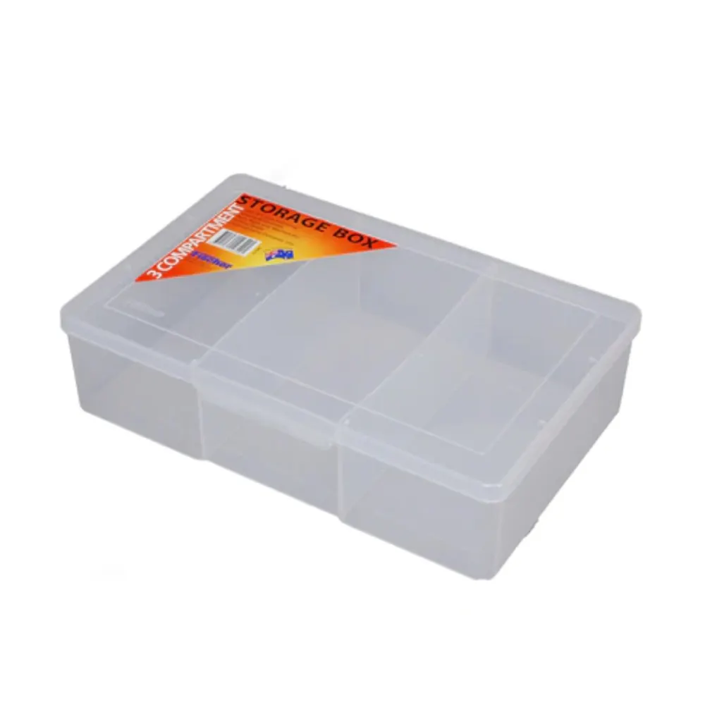 FISCHER 310 x 200 x 80mm 3 Compartment Clear Large Deep 1H090XH