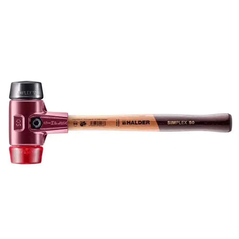 HALDER 50mm 1.1kg Rubber Mallet - Rubber/PVC Tips Wood Handle 3026.05