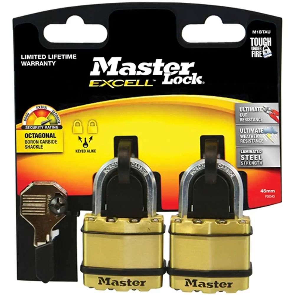 MASTER LOCK 45mm Excell Laminated Padlock - 2 Pack M1BTAU