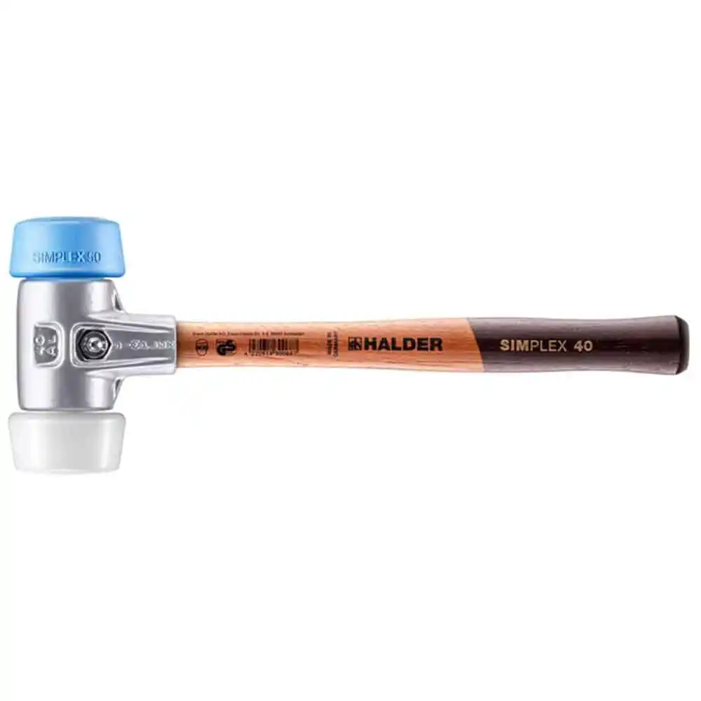 HALDER 50mm 330g Rubber Mallet TPE/Superplastic Tips Wood Handle  3117.051