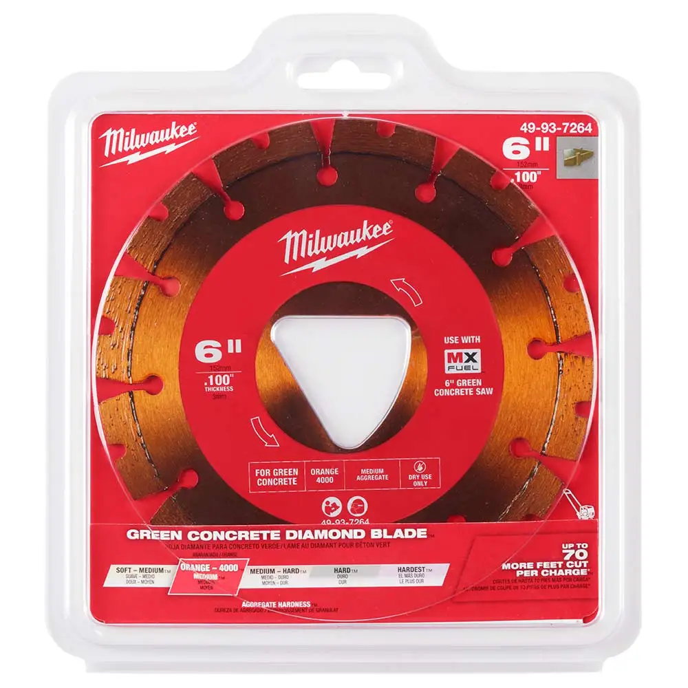 MILWAUKEE 150mm 6inch Green Concrete Diamond Blade - Orange 49937264