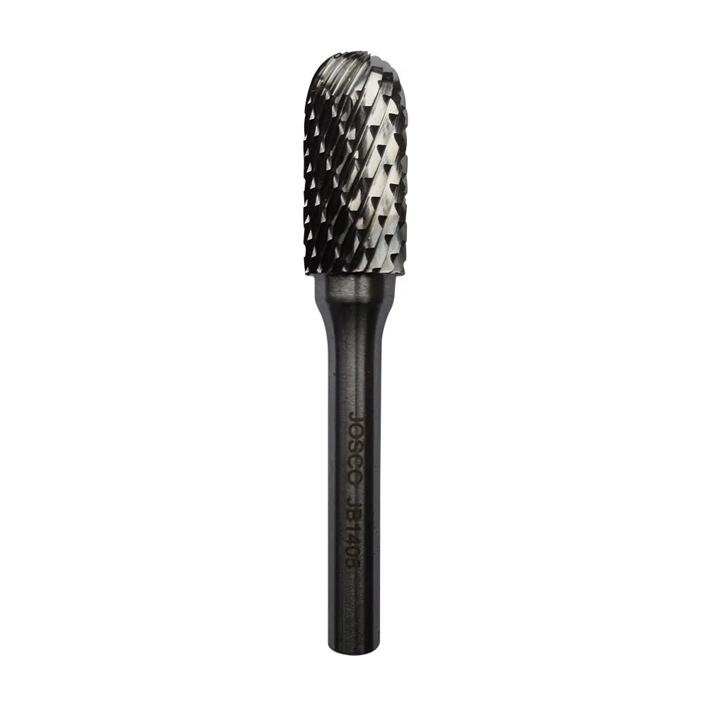 JOSCO 12 x 25mm 1/4inch Shank Ball-Nosed Cylinder Diamond Cut Carbide Burr