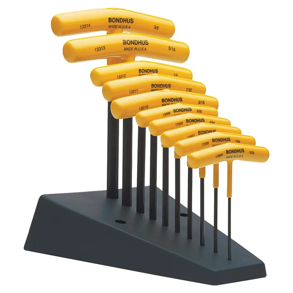 BONDHUS 10 Pce Hex T-Handle 3/32-3/8 BD13390
