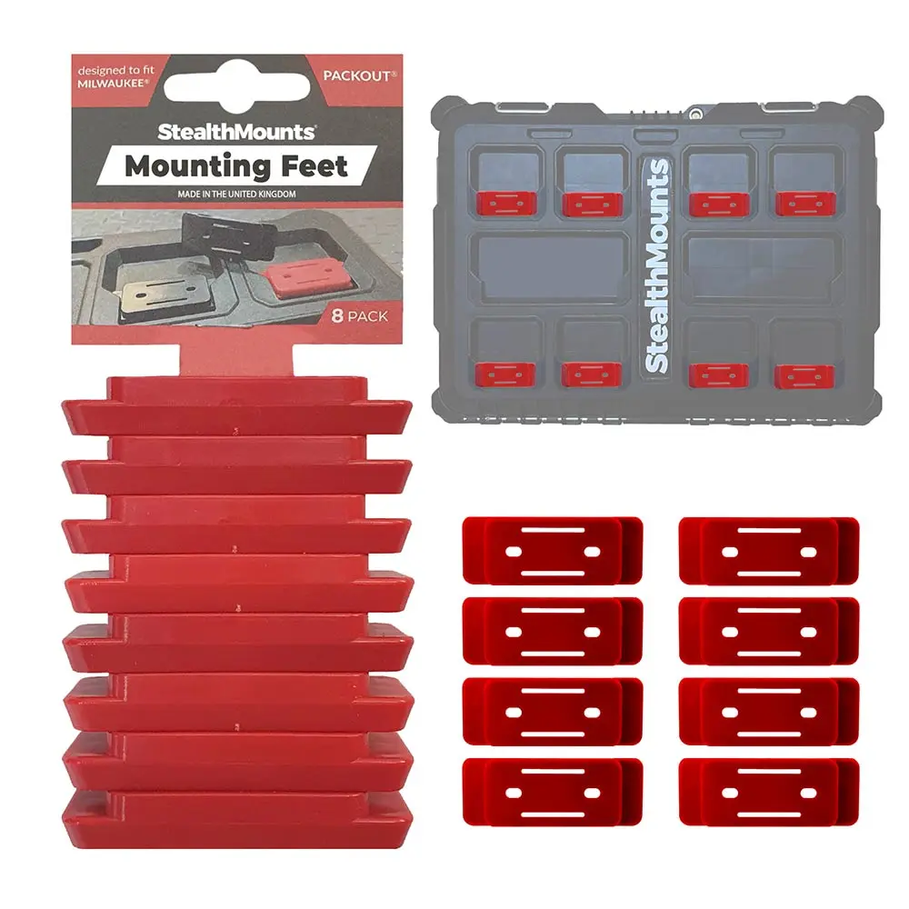 STEALTHMOUNTS 8 Pack Packout Mounting Feet - Red PAC-F-02-8