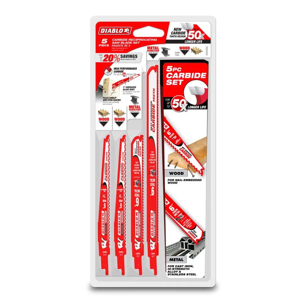 DIABLO Carbide Recip Saw blade Set Heavy duty - 5 Piece 2610052053