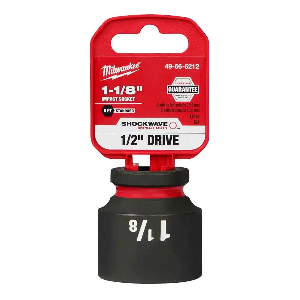 MILWAUKEE SHOCKWAVE 1/2" Drive 1-1/8" Standard 6 Point Impact Socket 49666212