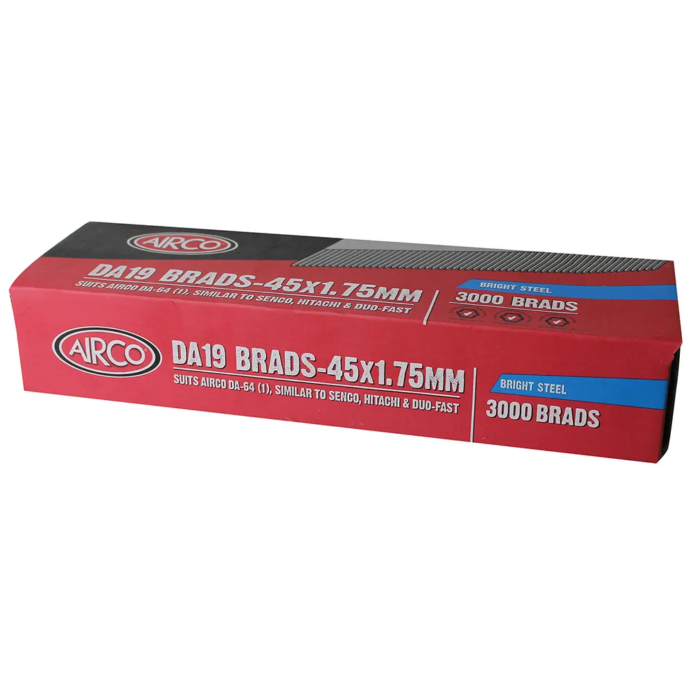 AIRCO DA Series Bright Steel Brad Nails - 45 x 1.8mm BD19450