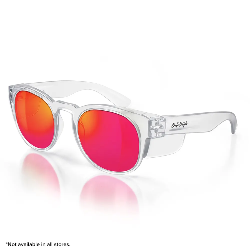SAFESTYLE Cruisers Clear Frame Mirror Red Polarised Lens UV400 CRCRP100