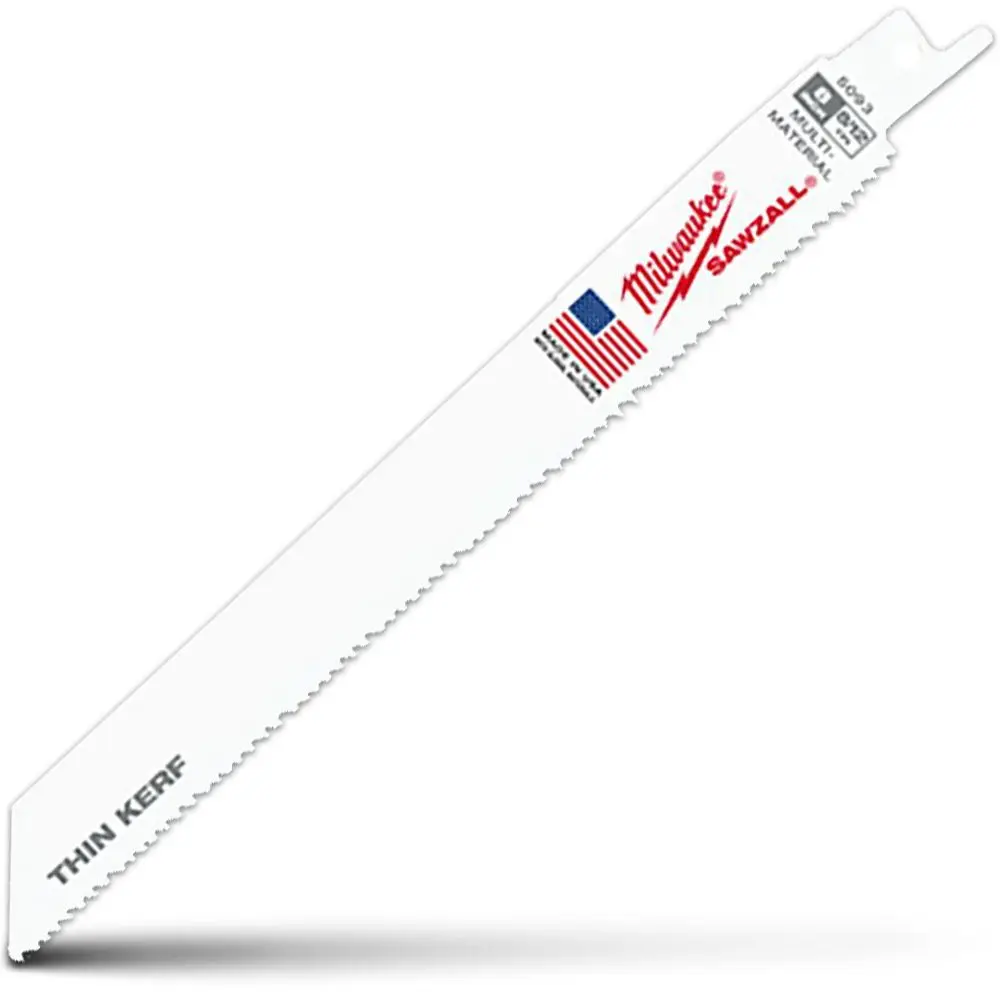 MILWAUKEE 200mm 8/12TPI Bi-Metal Reciprocating Saw Blade for Wood & Metal Cutting - THIN KERF - 5 Piece 48005093