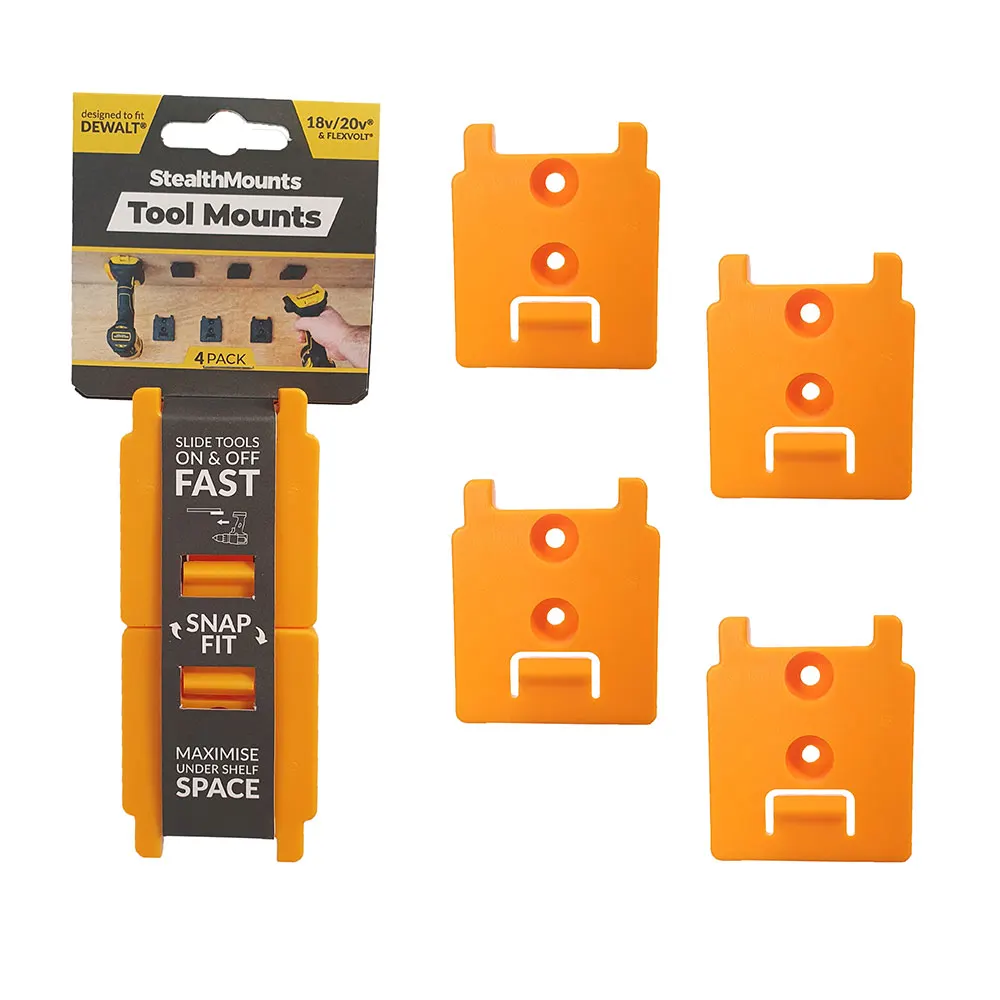 STEALTHMOUNTS DeWalt Tools XR Range 18/20v Tool Mounts Yellow - 4 Piece TMDW18YLW4