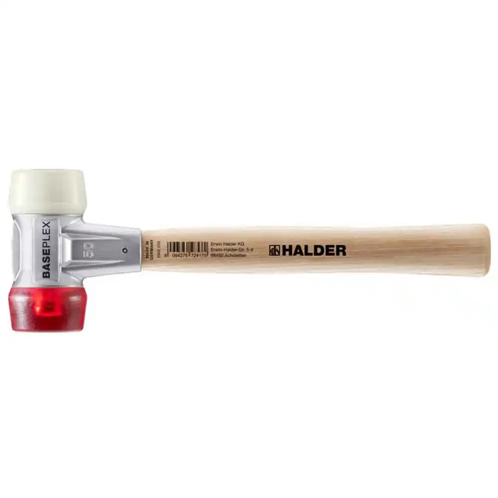 HALDER 50mm 830g Soft-Face Hammer Nylon/Acetate Tips Wood Handle 3968.05
