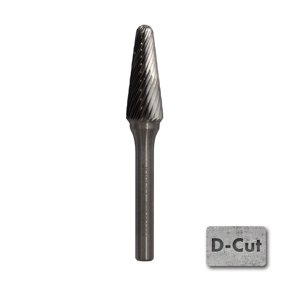 JOSCO 12 x 30mm 1/4inch Shank Ball-Nosed Cone Diamond Cut Carbide Burr