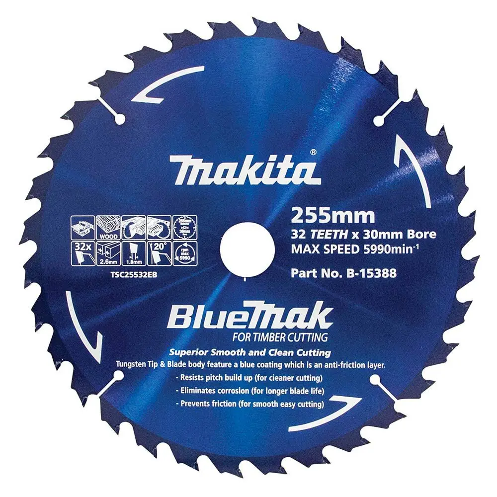 MAKITA 255mm 32T TCT Circular Saw Blade for Wood Cutting - Table Saws - BLUEMAK