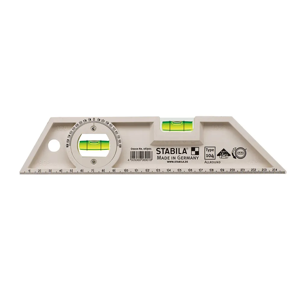 STABILA 250mm 2 Vial Adjust Angle Torpedo Spirit Level 104/25