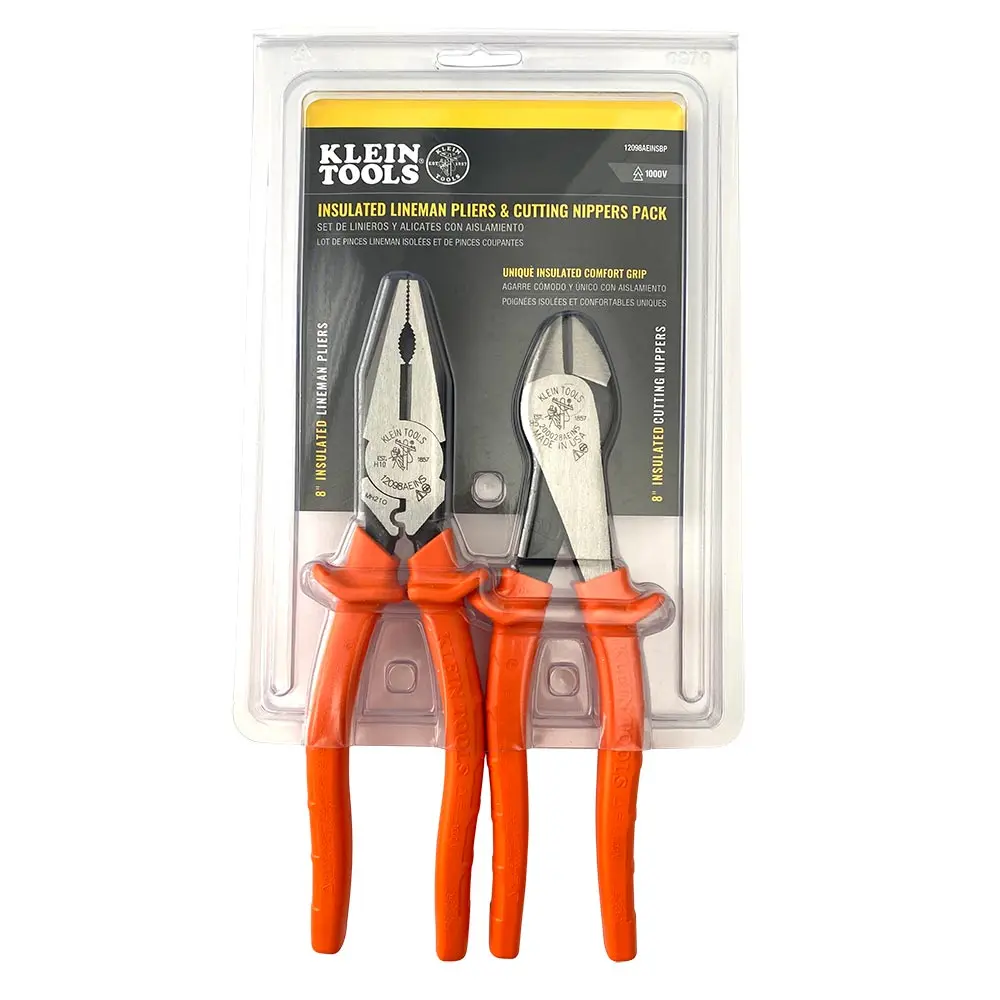 KLEIN Exclusive 2 Piece Insulated Linesman Plier Set A-12098AEINSBP
