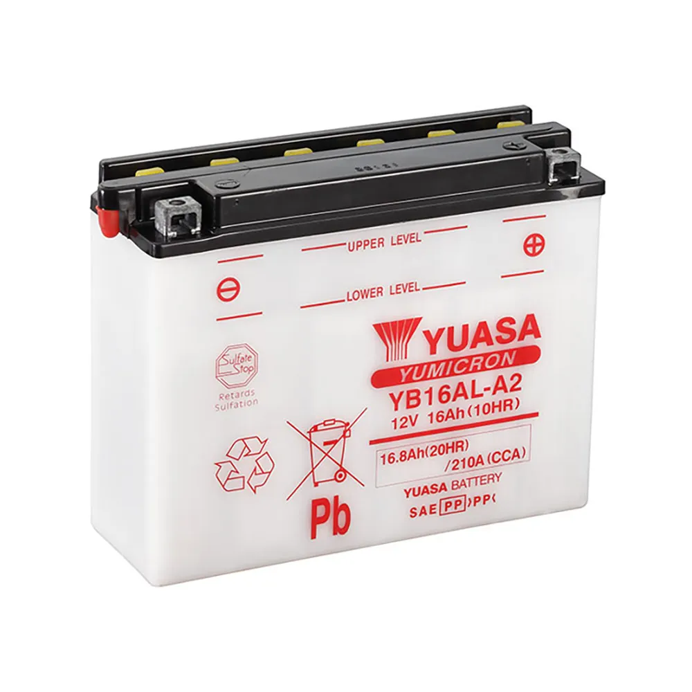 YUASA MOTORCYCLE YB16AL-A2 +2LAC Motorcycle Battery 155056