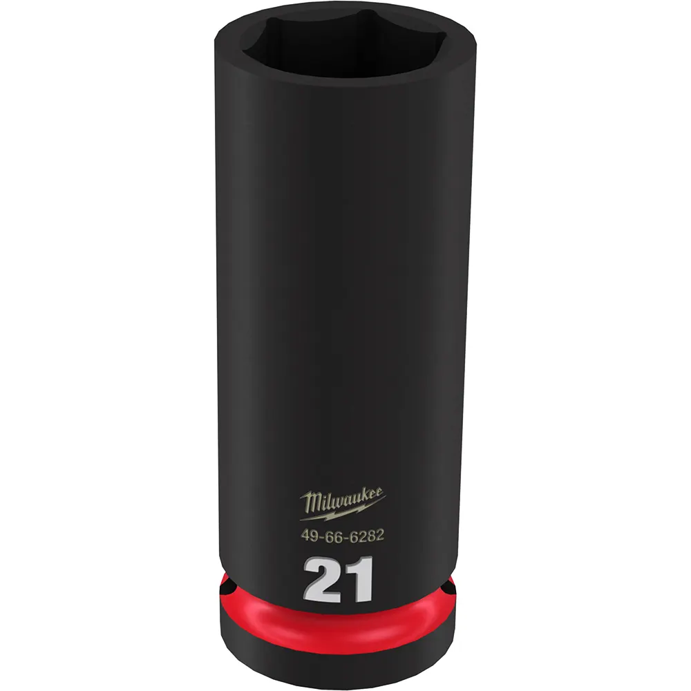MILWAUKEE 1/2inch Drive 21mm Deep 6 Point Impact Socket - SHOCKWAVE 49666282