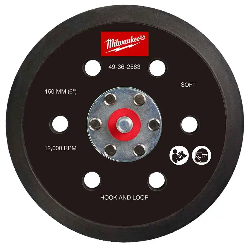 MILWAUKEE 150mm Hook and Loop Sander Backing Pad - Soft 49362583
