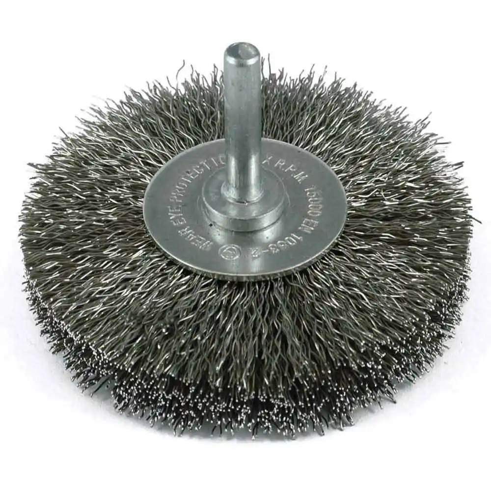 ITM 25mm x 6mm 1/4" Round Shank Crimp Wire Wheel Steel Brush TM7014-025