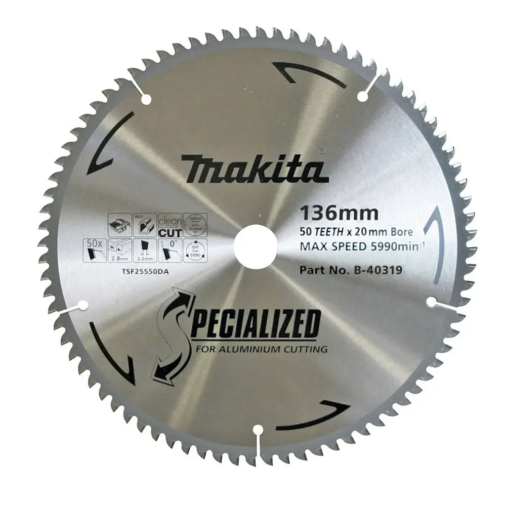 MAKITA 136mm 50T TCT Circular Saw Blade for Aluminium Cutting - SPECIALIZED B-40319