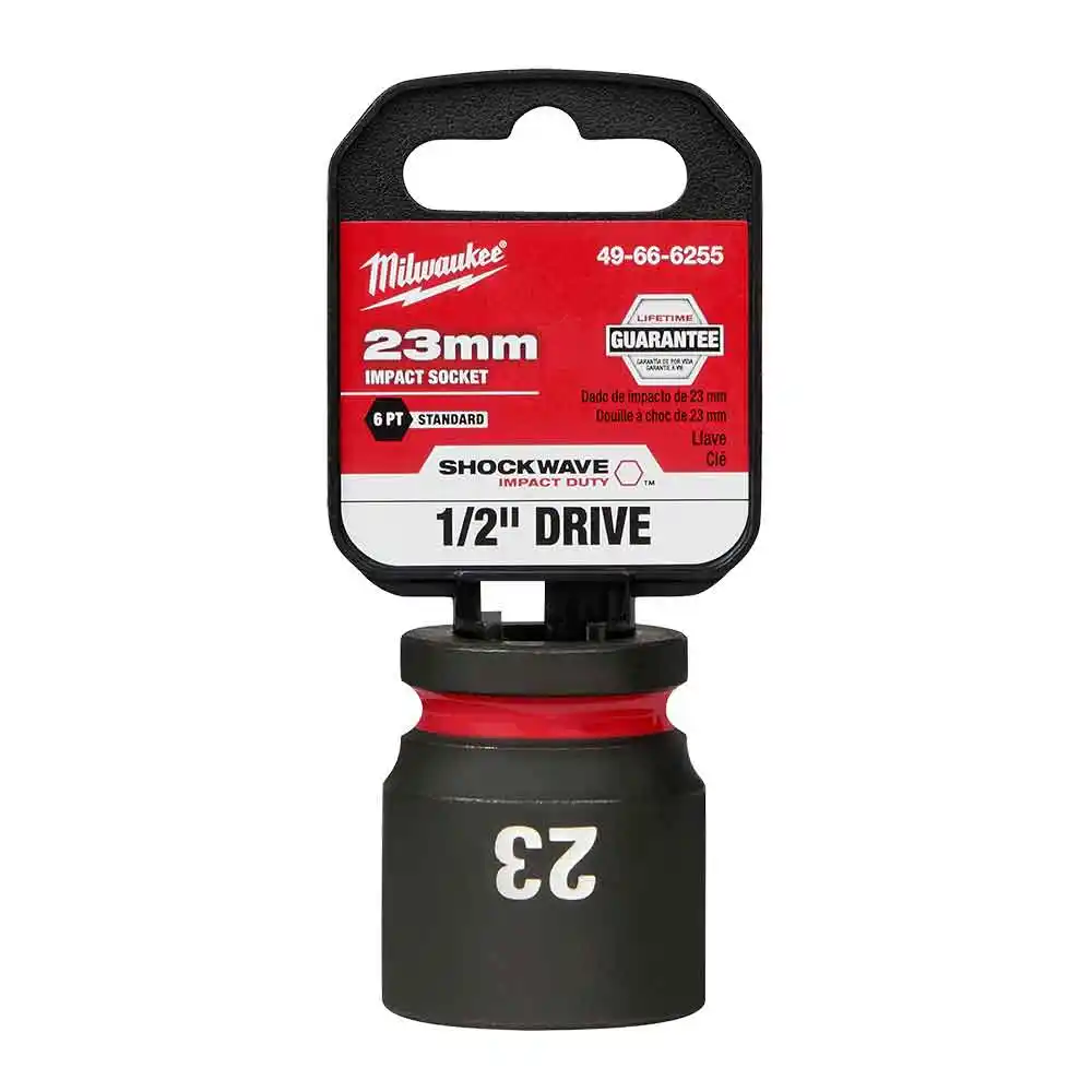 MILWAUKEE SHOCKWAVE 1/2" Drive 23mm Standard 6 Point Impact Socket 49666255
