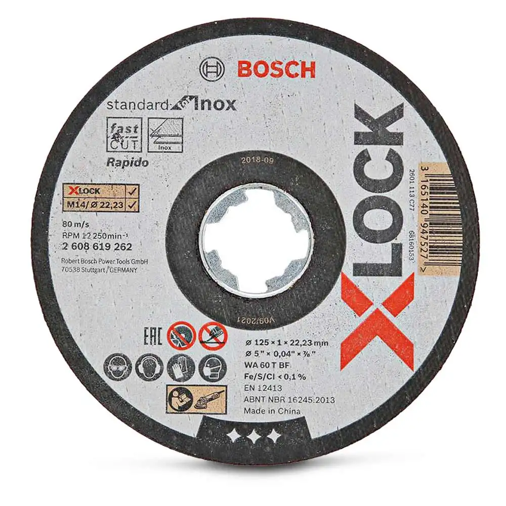 BOSCH X-LOCK 125 x 1.0mm Steel & Stainless Cut Off Disc - STANDARD for INOX