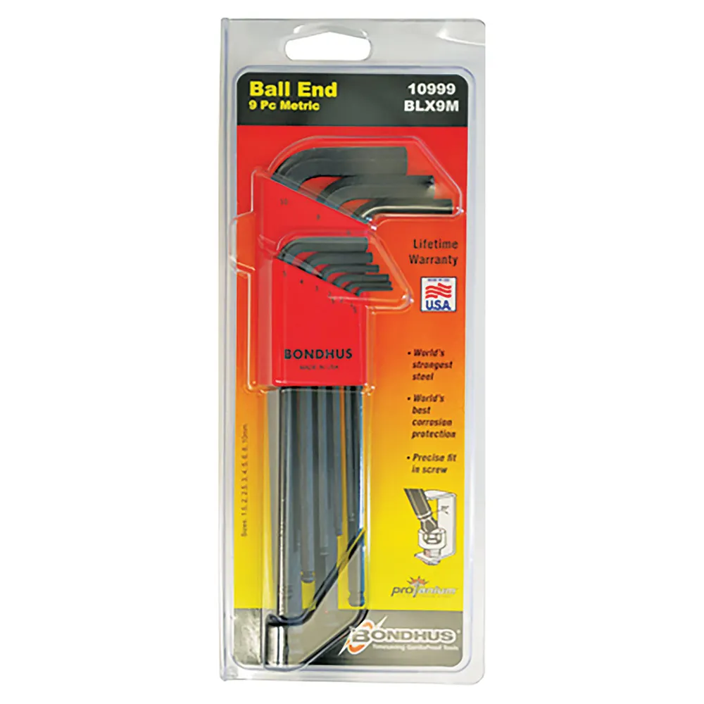 BONDHUS 9 Piece Metric Ball End Hex Key Set T10999