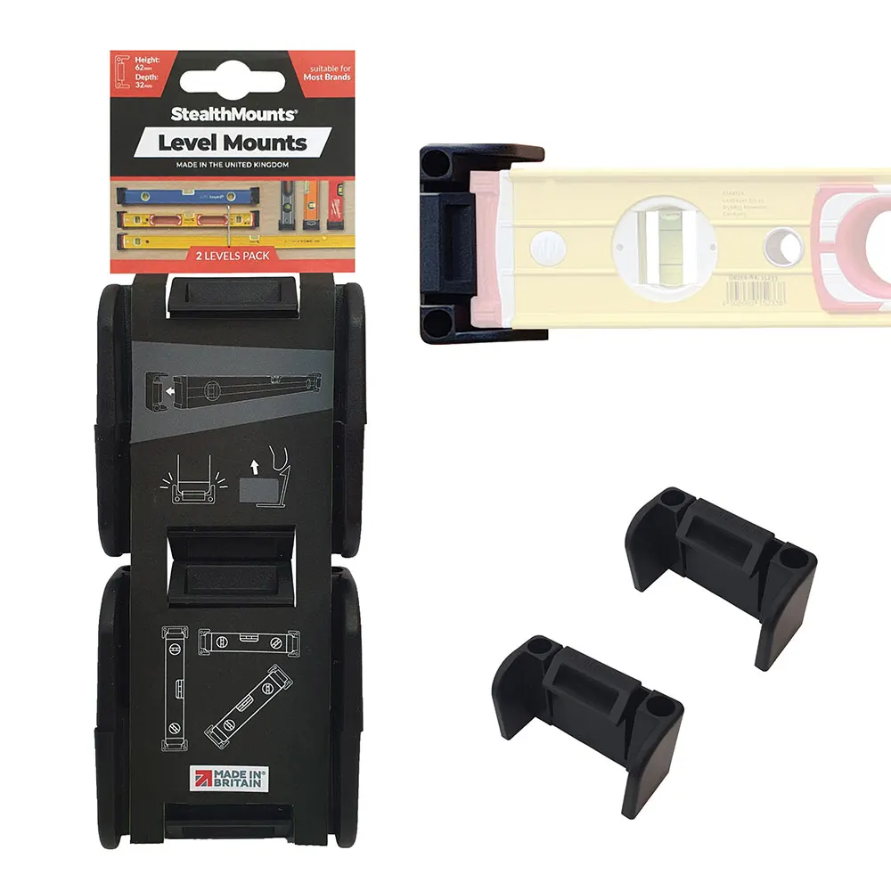 STEALTHMOUNTS Black Level Mounts Universal Level Holder - 2 Pack OM-LM-BLK-2