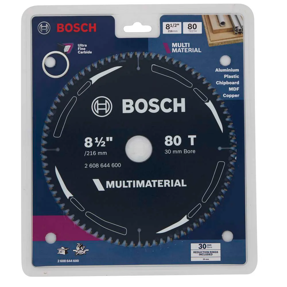 BOSCH 216mm 80T TCT Circular Saw Blade for Multi-Purpose Cutting �?MULTIMATERIAL 2608644600