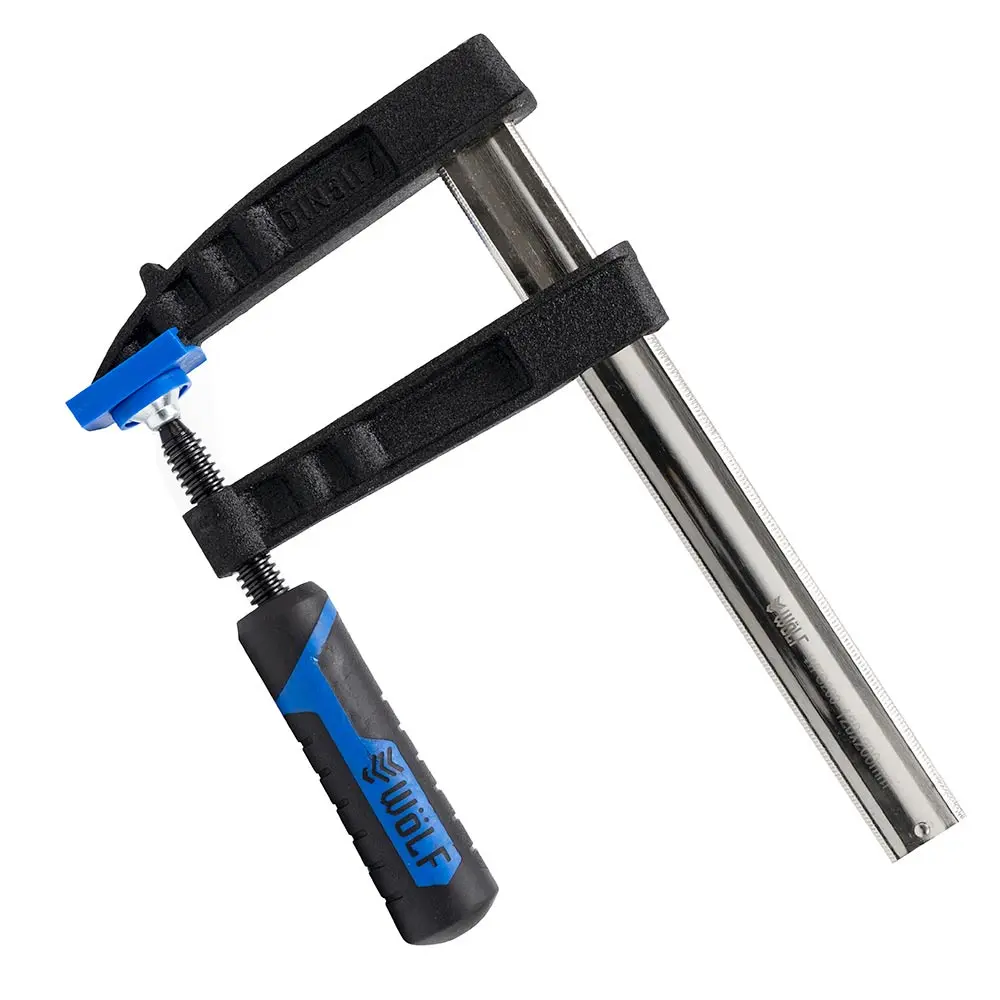 WOLF 200mm x 120mm HD Cast Iron Rubber Handle F Clamp WFC200