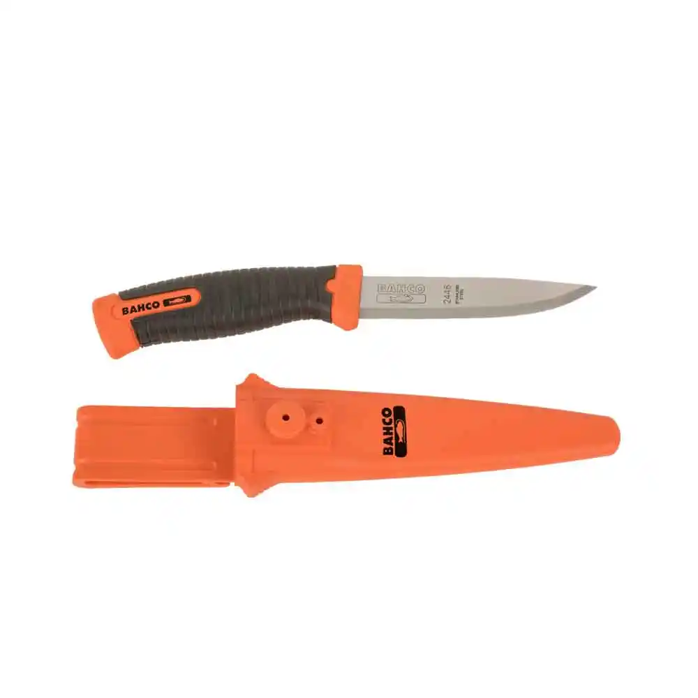 BAHCO 110mm Multipurpose Tradesman Knife w/ Sheath & Belt Clip SB-2446