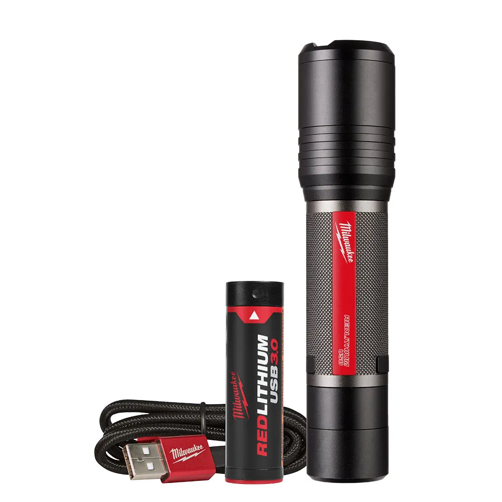 MILWAUKEE 4V REDLITHIUM USB Rechargeable Slide Focus Flashlight Kit L4FL2000301