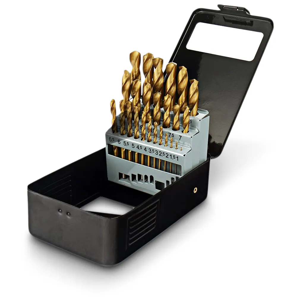 DETROIT 1-13mm Metric HSS-TiN Jobber Drill Bit Set - 25 Piece