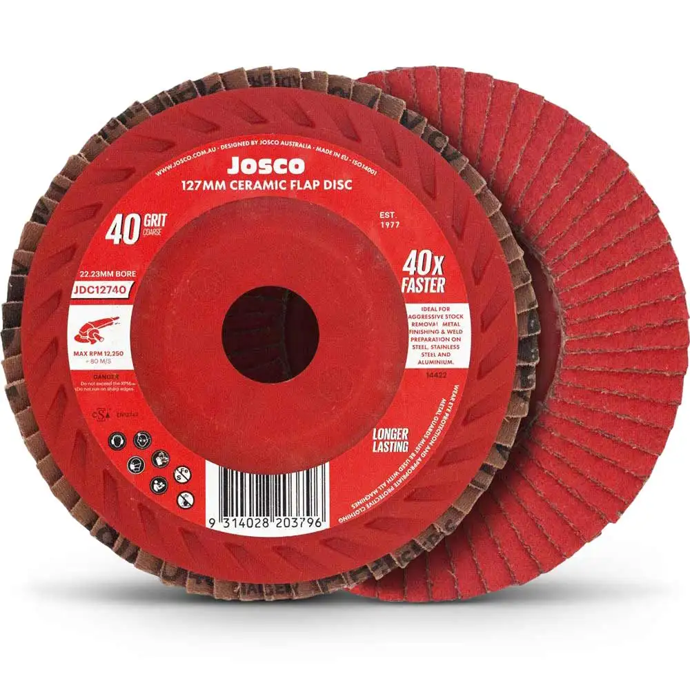JOSCO 125mm 40-Grit Ceramic Flat Flap Disc