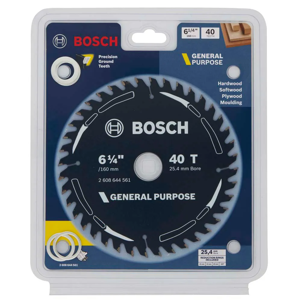 BOSCH 160mm 40T TCT Circular Saw Blade for Wood Cutting - GENERAL PURPOSE