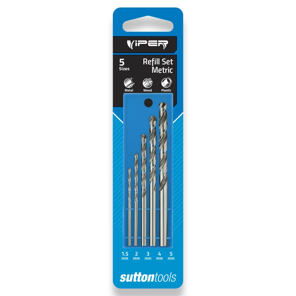 SUTTON TOOLS 1.5-5mm Jobber Viper HSS Refill Drill Set - 5 Piece D105VRKM3