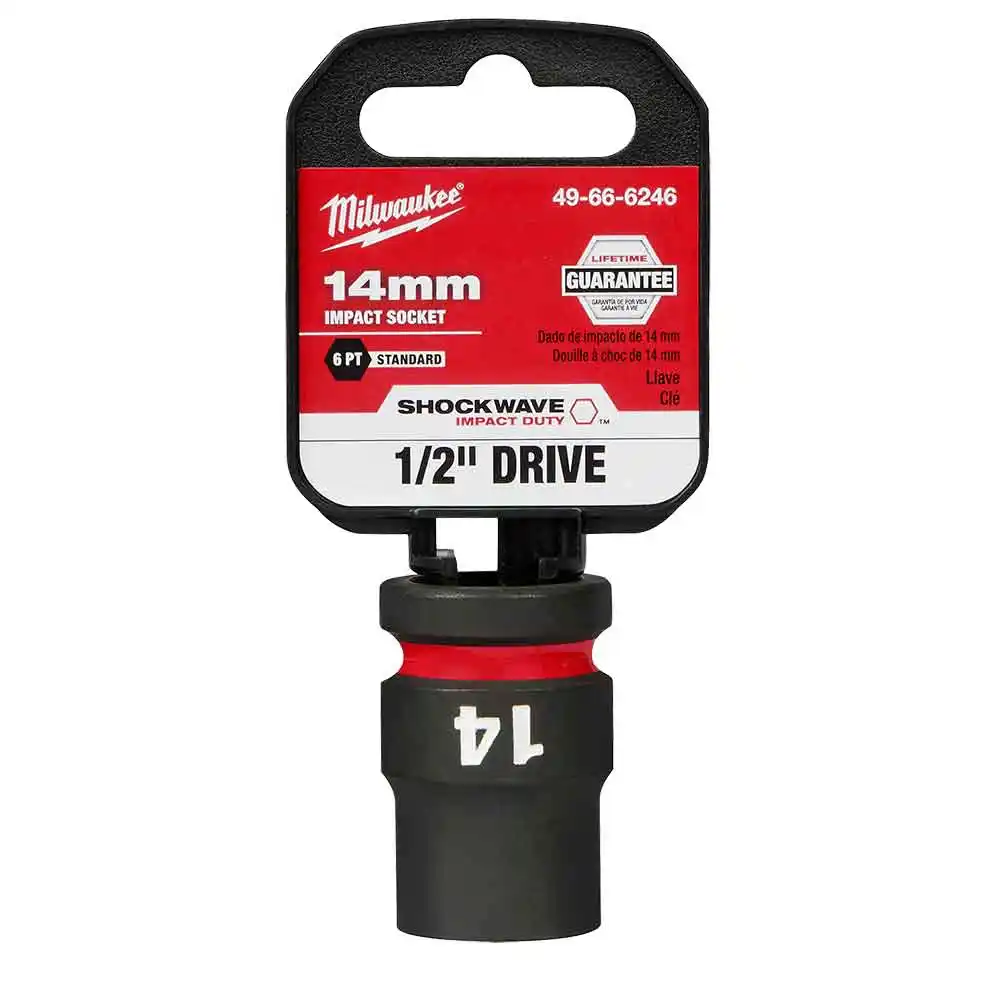 MILWAUKEE SHOCKWAVE 1/2" Drive 14mm Standard 6 Point Impact Socket 49666246