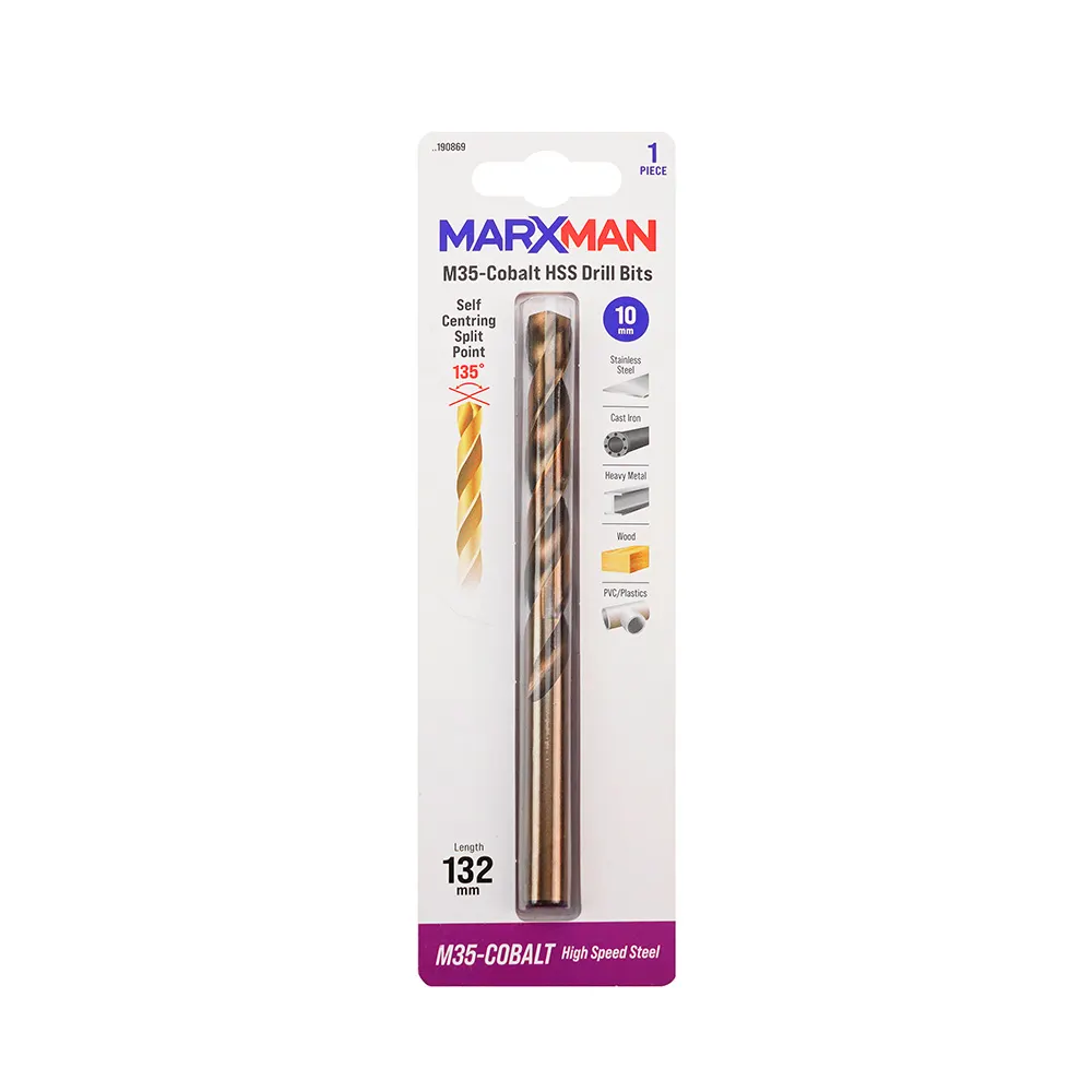 MARXMAN 10.0 x 132mm HSS-Cobalt Metal Jobber Drill Bit MHSSCO10MM