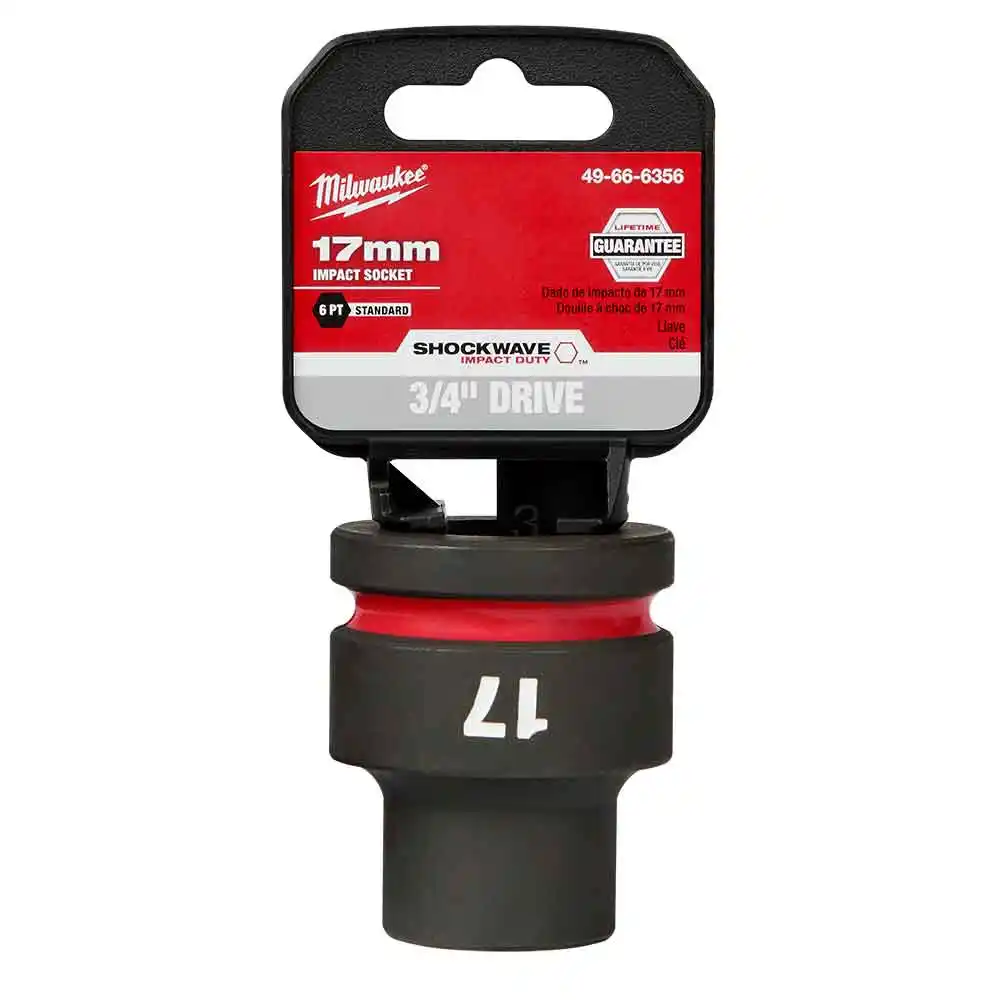 MILWAUKEE SHOCKWAVE 3/4" Drive 17mm Standard 6 Point Impact Socket 49666356
