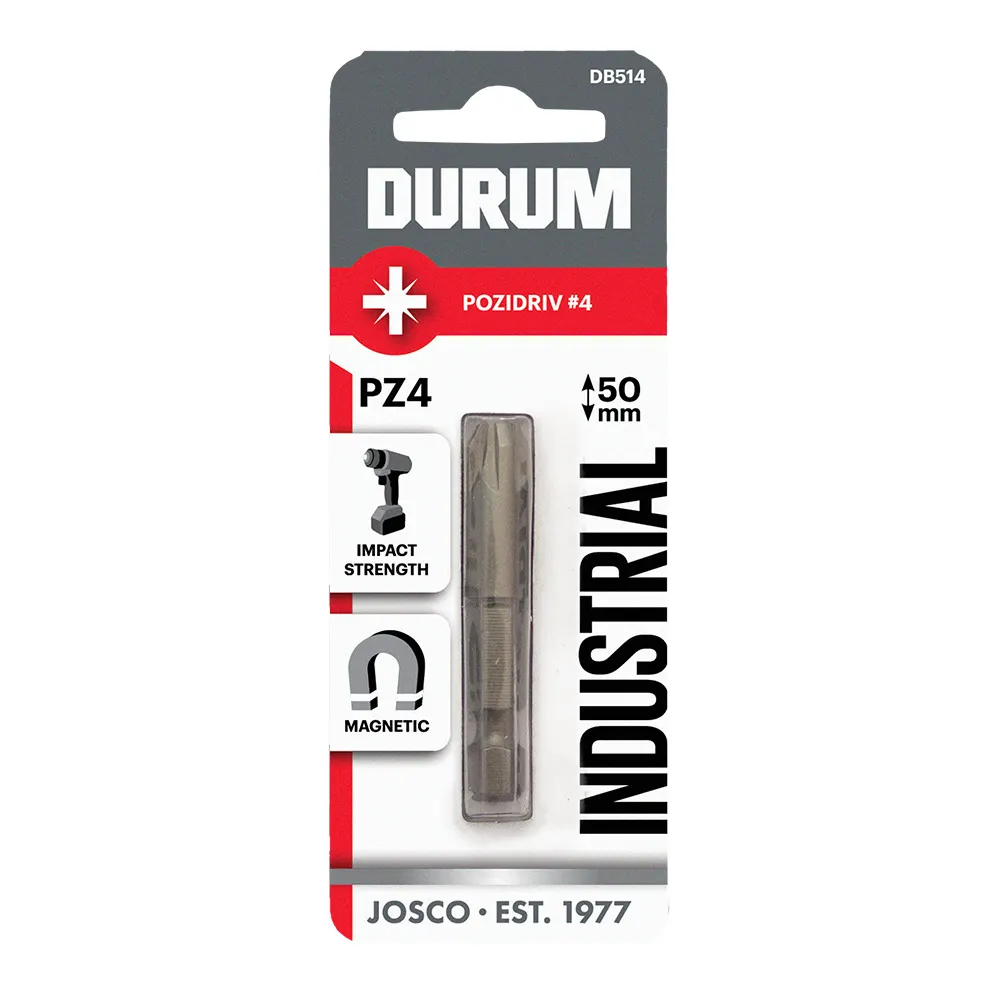 DURUM PZ4 x 50mm Pozidrive Power Screwdriver Bit
