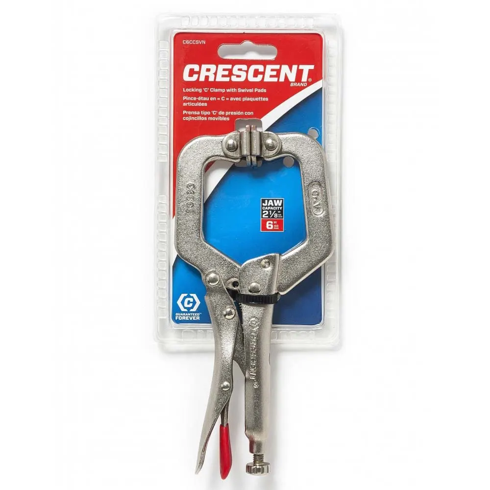 CRESCENT 150MM/6" Locking C-Clamp With Swivel Pads C6CCSVN