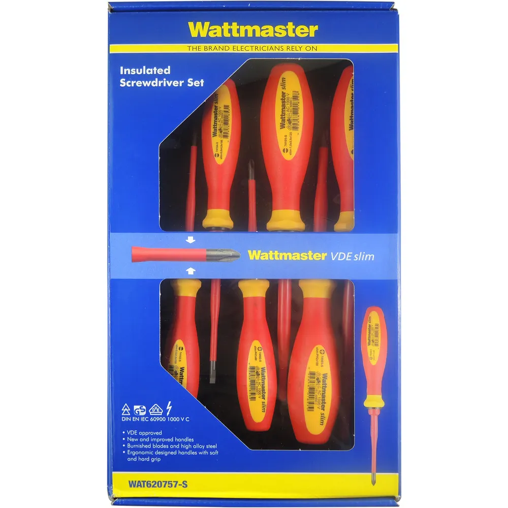 WITTE 6pc Slim Insulated Screwdriver Set WAT620757S