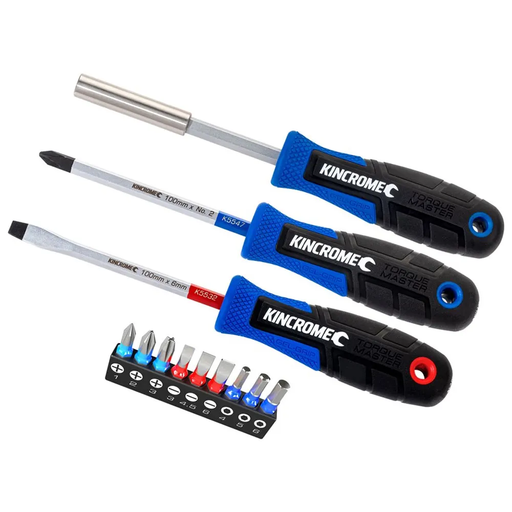 KINCROME TorqueMaster Screwdriver & Bit Set - 12 Piece K5516